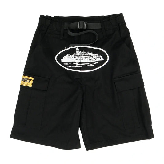 Alcatraz cargo shorts - black/white