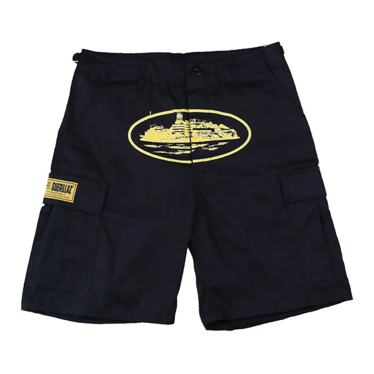 Alcatraz cargo shorts - black/yellow