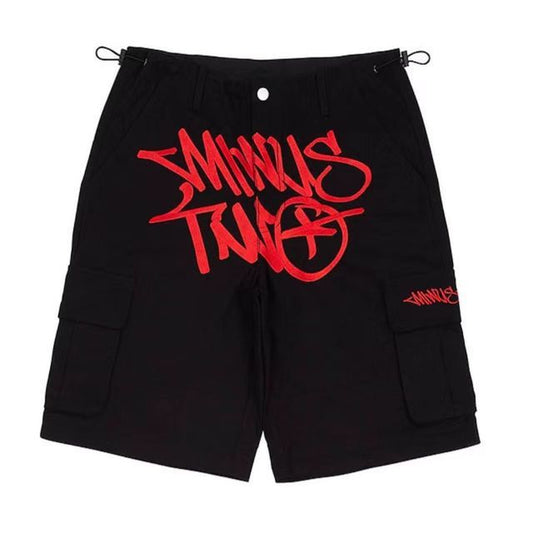 Graphic Cargo Shorts - Black/red
