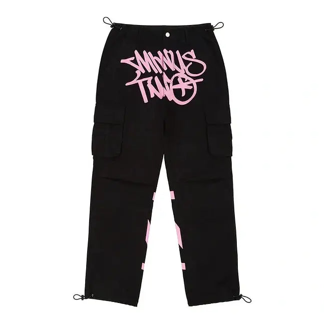Graphic Cargo Pants - Pink