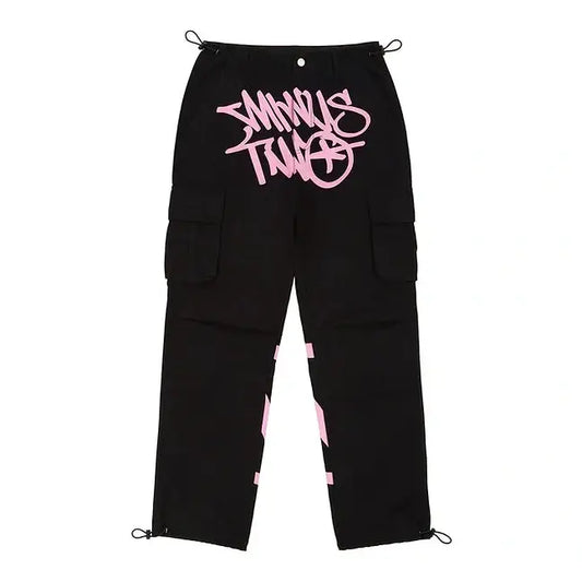 Graphic Cargo Pants - Pink