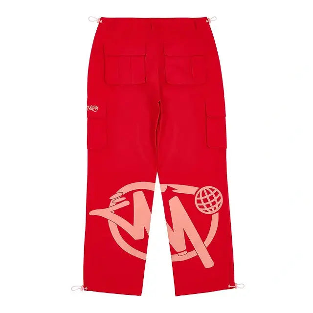 Graphic Cargo Pants - Full Red