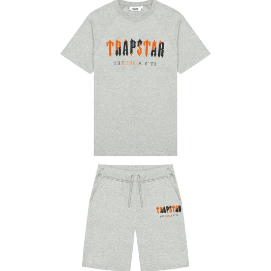 Chenile Shorts and tee - Grey/Black/Orange
