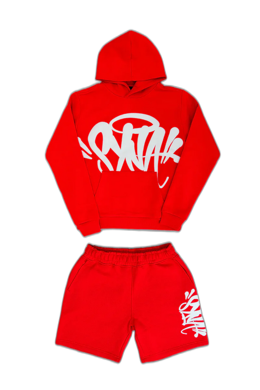Synawrld hoodie/short set - Red/Grey