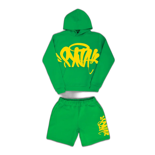 Synawrld hoodie/short set - Green/Yellow